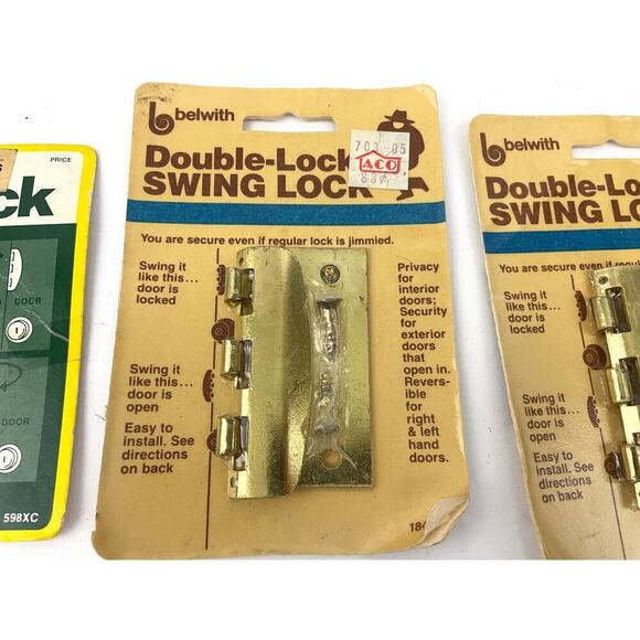 VTG Lot Of 3 Home Protection Flip Over Door Lock Double Lock Swing Lock 1980s - Picture 3 of 7